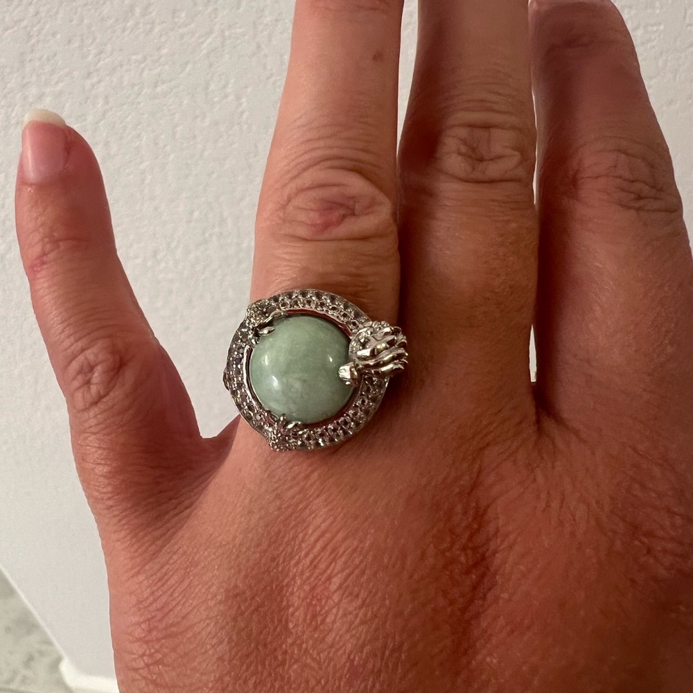 Women’s Jade and Sterling Silver Dragon Ring size 7